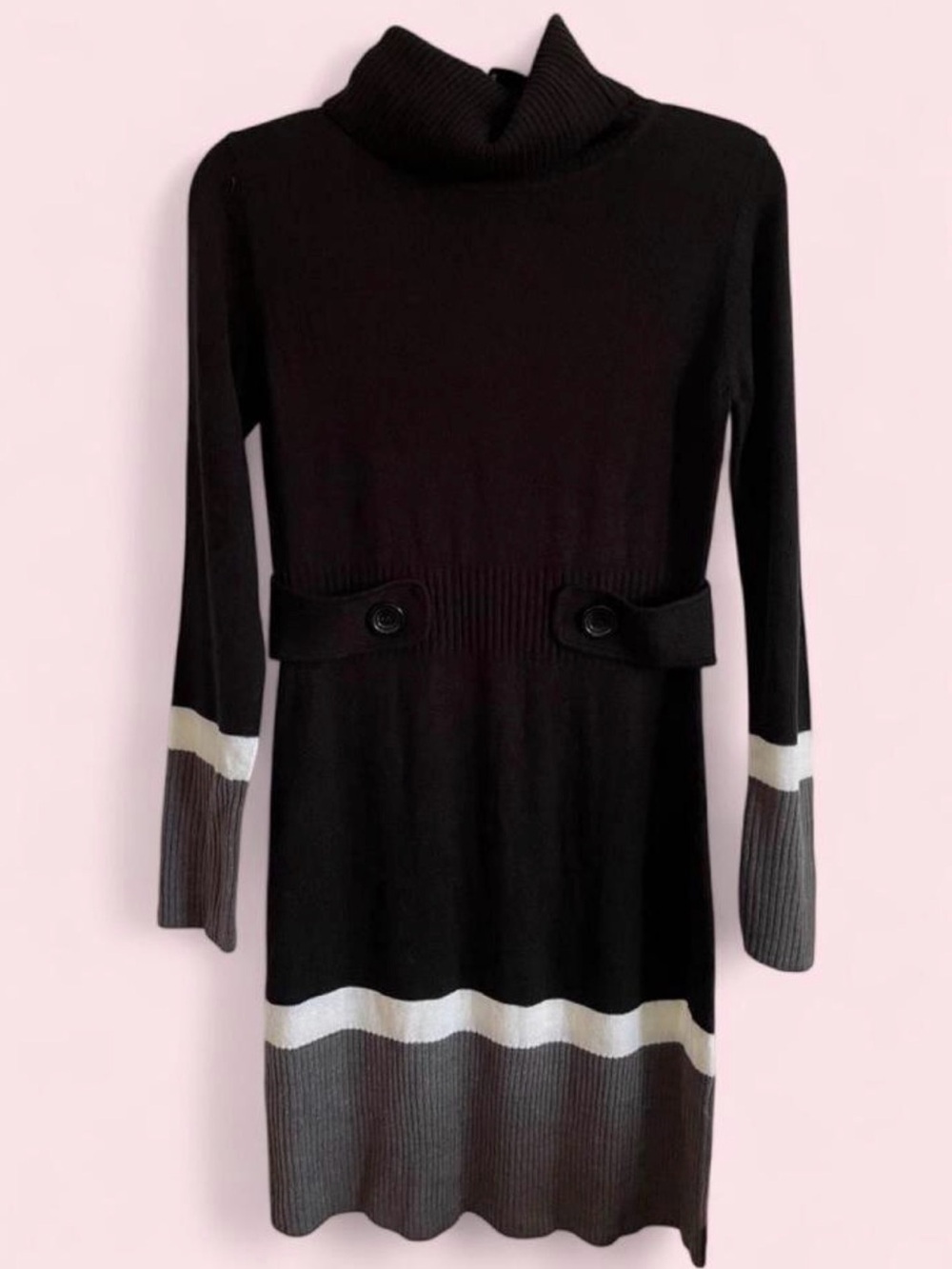 I.N. San Francisco Black Turtleneck Sweater Dress Colorblock S New Without Tags